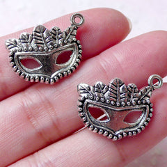 CLEARANCE Mask Charms Masquerade Charm (2pcs / 22mm x 17mm / Tibetan Silver) Party Decoration Wine Glass Charm Pendant Bangle Earring Keychain CHM1327