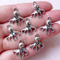 Small Octopus Charms 7pcs 16mm x 19mm Tibetan Silver Sealife Mar MiniatureSweet Kawaii Resin Crafts Decoden Cabochons Supplies Jewelry Making