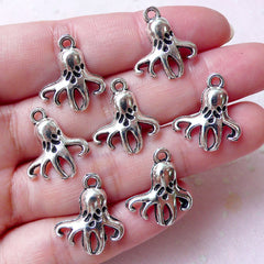 Small Octopus Charms (7pcs / 16mm x 19mm / Tibetan Silver) Sealife Marine Life Ocean Sea Animal Jewellery Earrings Bangle Anklet CHM1334