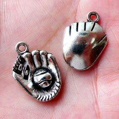 CLEARANCE Baseball Glove and Ball Charms Softball Mitt Charm (3pcs / 15mm x 21mm / Tibetan Silver) Backpack Zipper Pull Charm Keychain Pendant CHM1335