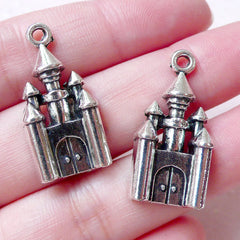 CLEARANCE Castle Charms Fairy Tale Charm (2pcs / 14mm x 28mm / Tibetan Silver) Cinderella Princess Kingdom Bookmark Zipper Pull Keychain Charm CHM1346