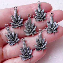 CLEARANCE Small Marijuana Charms Leaf Charms (7pcs / 14mm x 22mm / Tibetan Silver) Hippie Jewellery Earrings Necklace Keychain Zipper Pull CHM1343