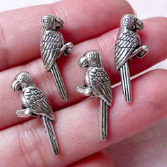 CLEARANCE 3D Parrot Bead Bird Bead (4pcs / 9mm x 23mm / Tibetan Silver / 2 Sided) Small Hole Bead Animal Bracelet Wire Necklace Thread Jewelry CHM1348