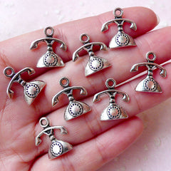 CLEARANCE Vintage Telephone Charms (8pcs / 14mm x 16mm / Tibetan Silver) Retro Jewelry Bracelet Bangle Pendant Bookmark Keychain Wine Charm CHM1354