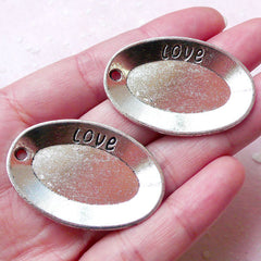 Miniature Oval Plate Charms Dollhouse Tableware Charm (2pcs / 39mm x 26mm / Tibetan Silver) Dish Dishware Charm Whimsical Jewelry CHM1362