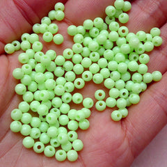 CLEARANCE 4mm Gumball Beads Round Pastel Beads (Light Green / 150pcs) Kawaii Plastic Acrylic Bead Loose Bead Thread Necklace Bubblegum Bracelet F127