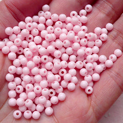 4mm Plastic Acrylic Bead Round Pastel Beads (Light Pink / 150pcs) Kawaii Decora Jewelry Gumball Bracelet Loose Bead Bubblegum Necklace F128