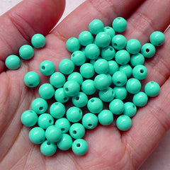 6mm Gumball Beads Round Pastel Beads (Teal / Blue Green / 100pcs) Kawaii Plastic Acrylic Loose Bead Thread Necklace Bubblegum Bracelet F137