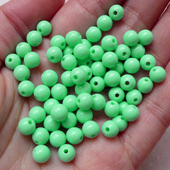 6mm Bubblegum Bead Pastel Round Bead (Light Blue Green / 100pcs) Cute Loose Bead Acrylic Plastic Bead Gumball Bracelet Thread Necklace F139