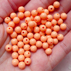 6mm Acrylic Plastic Bead Pastel Round Beads (Orange / 100pcs) Kawaii Gum Ball Bead Loose Bead Thread Necklace Bubble Gum Bracelet F141