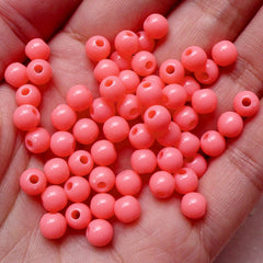 CLEARANCE 6mm Round Pastel Beads (Dark Pink / 100pcs) Cute Gumball Bead Plastic Acrylic Bead Loose Bead Thread Bracelet Bubblegum Necklace F145
