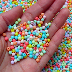 CLEARANCE Decora Kei Jewelry Making / 4mm Assorted Round Pastel Beads (Rainbow Mix / 150pcs) Plastic Acrylic Gumball Bead Bubblegum Loose Bead F146