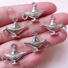 Aladdin Lamp Charms (5pcs / 22mm x 18mm / Tibetan Silver / 2 Sided) Magic Lamp Folk Tale Charm Bookmark Charm Keychain Wine Charm CHM1381