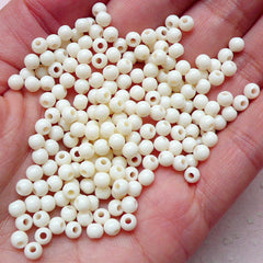 CLEARANCE 4mm Acrylic Plastic Bead Pastel Round Beads (Cream White / 150pcs) Kawaii Gum Ball Bead Loose Bead Decora Fairy Kei Bubble Gum Bracelet F132
