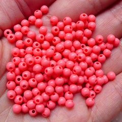 4mm Round Acrylic Bead Pastel Plastic Beads (Dark Pink / 150pcs) Kawaii Bubblegum Bead Loose Bead Gumball Bracelet Thread Necklace F134