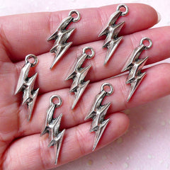 Lightning Charms (7pcs / 9mm x 25mm / Tibetan Silver) Whimsical Earrings Pendant Necklace Bracelet Bangle Anklet Keychain Wine Charm CHM1390