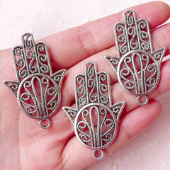 Hamsa Palm Charms Miriam Hand Charm Fatima Hand Charm (3pcs / 29mm x 44mm / Tibetan Silver) Religious Judaism Islam Judaica Jewelry CHM1394