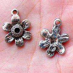 CLEARANCE Flower Charms Flower Drop (5pcs / 13mm x 18mm / Tibetan Silver) Floral Necklace Pendant Bracelet Add On Charm Bookmark Favor Charm CHM1395