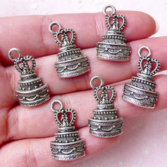 CLEARANCE Wedding Cake Charms Love Charm (6pcs / 13mm x 22mm / Tibetan Silver) Wedding Party Favor Charm Wine Glass Charm Keychain Bookmark CHM1396