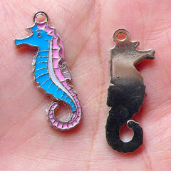 Seahorse Enamel Charms Marine Life Charm (2pcs / 11mm x 29mm / Colorful) Sea Horse Jewelry Necklace Earrings Pendant Anklet Charm CHM1410