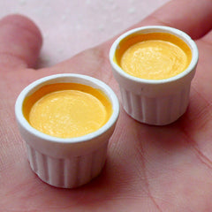 Miniature Creme Brulee Cabochons / 3D Burnt Cream Cabochon (2pcs / 19mm x 14mm / Flat Bottom) Dollhouse Food Kawaii Decoden Pieces  FCAB292