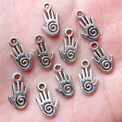 Reiki Hand Charms Healing Hand Charm (10pcs / 8mm x 15mm / Tibetan Silver / 2 Sided) Earring Bracelet Pendant Necklace Bangle Anklet CHM1427