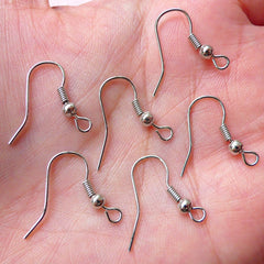 French Hook Earrings / Earring Hooks / Ear Wires / Dangle Earring (Silver / 20 pcs / 10 Pairs) Earring Findings F170