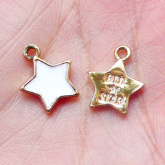 Star Enamel Charms (3pcs / 10mm x 12mm / White) Necklace Bracelet Bangle Anklet Earrings Dust Plug Charm Favor Charm Add On Charm CHM1438