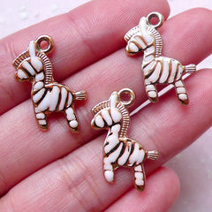 Zebra Enamel Charms (3pcs / 17mm x 21mm / Light Pink) Necklace Bracelet Bangle Anklet Earrings Earphone Jack Charm Baby Shower Decor CHM1442
