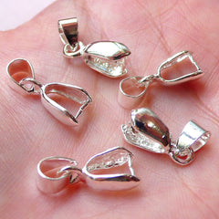 Silver Pinch Bails / Claw Bail / Pendant Bail / Necklace Bail (10pcs / 5mm x 21mm) Pendant Charm Making F171