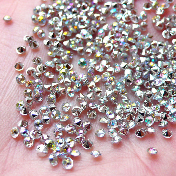 2mm Pointed Back Rhinestones / Tip End Acrylic Rhinestones (200-250pcs ...