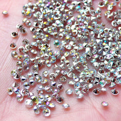 2mm Pointed Back Rhinestones / Tip End Acrylic Rhinestones (200-250pcs / SS5 / AB Clear) Bling Bling Faceted Rhinestones Decoden RHE083