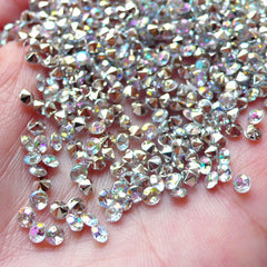 3mm Tip End Rhinestones / Pointed Back Acrylic Rhinestone (150pcs / SS10 / AB Clear) Bling Bling Faceted Rhinestones Jewelry Making RHE084