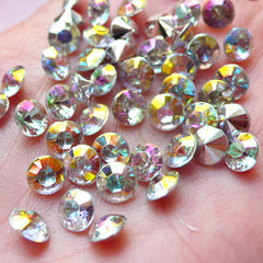 6mm Pointback Acrylic Rhinestones / Tip End Rhinestones (45pcs / SS28 / AB Clear) Bling Bling Faceted Rhinestone Cell Phone Deco RHE087