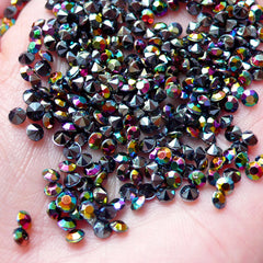 3mm Point Back Rhinestone / Tip End Acrylic Rhinestones (150pcs / SS10 / AB Black) Bling Bling Faceted Rhinestones Jewelry Making RHE091