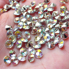 CLEARANCE 5mm Pointback Rhinestones / Tip End Acrylic Rhinestones (70pcs / SS21 / AB Clear) Bling Bling Faceted Rhinestones Scrapbooking RHE086
