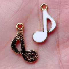 Music Eighth Note Enamel Charms Quaver Charm (3pcs / 12mm x 20mm / White) Pendant Necklace Bracelet Earrings Bangle Bookmark Charm CHM1448