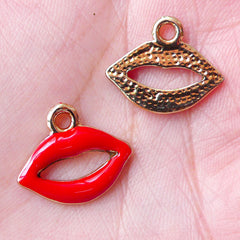 Red Hot Lips Enamel Charms Kiss Charm (3pcs / 17mm x 15mm / Red) Pendant Necklace Bracelet Earrings Anklet Favor Charm Wine Charm CHM1453