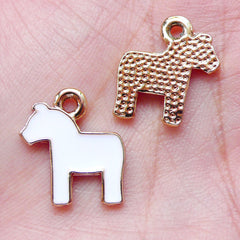 Horse Enamel Charms Lovely Animal Charm (3pcs / 15mm x 17mm / White) Pendant Necklace Bracelet Earrings Bangle Anklet Wine Charm CHM1454