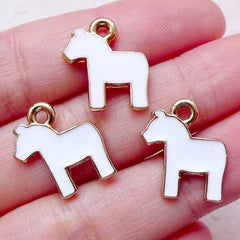 Horse Enamel Charms Lovely Animal Charm (3pcs / 15mm x 17mm / White) Pendant Necklace Bracelet Earrings Bangle Anklet Wine Charm CHM1454
