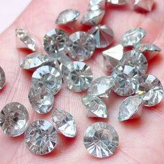 DEFECT 8mm SS37 Resin Rhinestones (Tip End / Pointed Back / Clear / Around 15 pcs) Bling Bling Faceted Cut Round Rhinestones Embellishment RHE104