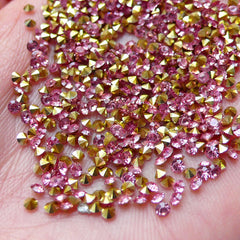 2mm Point Back Rhinestones / SS6 Tip End Resin Rhinestones (Pink / Around 150pcs) Bling Bling Faceted Round Rhinestone Kawaii Decoden RHE105