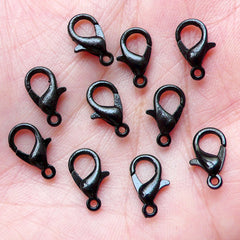 Black Lobster Clasps / Parrot Clasp / Bracelet Trigger Clasp (6mm x 12mm / 20 pcs / Black / Nickel Free) Lanyard Hook Necklace Closure F191