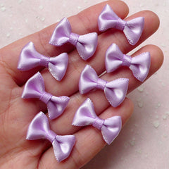 Satin Ribbon Bows / Little Fabric Bow (8pcs / 20mm x 12mm / Light Purple) Decoden Wedding Party Favor Card Decoration Sewing Packaging B137