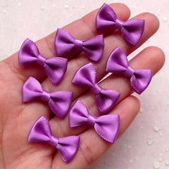Satin Ribbon Bow Tie / Mini Fabric Bows (8pcs / 20mm x 12mm / Purple) Hair Accessories Jewelry Making Favor Decoration Scrapbook B139