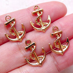 Small Anchor Charms (4pcs / 12mm x 17mm / Gold) Boat Ship Charm Bracelet Necklace Nautical Earrings Earphone Jack Charm Favor Charm CHM1471