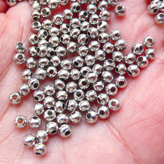Silver Spacer Beads (3.2mm / 150 pcs / Dark Silver / Nickel Free) Round Ball Beads Jewelry Making Bead Supply Bracelet Necklace DIY F193
