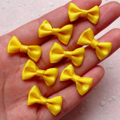 Fabric Bow / Little Satin Ribbon Bows (8pcs / 20mm x 12mm / Yellow) Hair Supply Wedding Party Favor Card Decoration Sewing Packaging B130