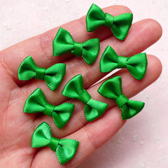 Fabric Ribbon Bow Tie / Mini Satin Bows (8pcs / 20mm x 12mm / Dark Green) Hair Clip Jewelry Making Wedding Party Favor Embellishment B138