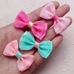 CLEARANCE Fairy Kei Bow / Satin Ribbon Bowtie / Fabric Bow Tie (4pcs / 40mm x 25mm / Assorted Color) Cute Hair Accessories Decoden Wedding Decor F226